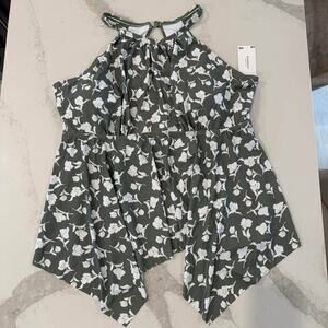 Bloomchic NWT Floral Cut Out Tankini Swim Top Women’s Size 28 Mint Green Padded